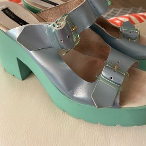 Miista Rachel Platform Sandals in iridescent blue